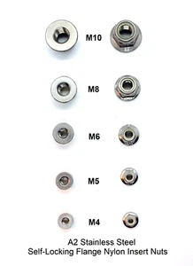 Nylock Flange Nuts A2 Nylon inserted self-locking m4 M5 M6 M8 M10 Hexagonal head - Picture 1 of 19