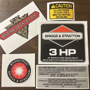 Briggs & Stratton 3 Hp 1986-91 Black Shroud Labels Decals set of 5 - Picture 1 of 1