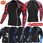 Men Long Sleeve Workout Shirts Quick Dry Rash Guard Gym Sports Athletic Tee Top