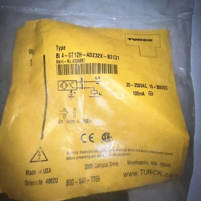 Turck BI 4-G12H-ADZ32X-B3131 Proximity Sensor 20-250AC. 10-300DC  (SS33) - Image 1 of 2