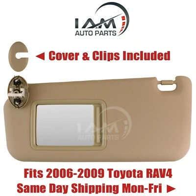 Sun Visor LEFT Driver Side Beige Tan Ivory for 2006 2007 2008 2009 Toyota RAV4  - Image 1 of 4