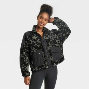 Damen - S - schwarz - bedruckte Hochflor Fleecejacke - JoyLab - Bild 1 von 7