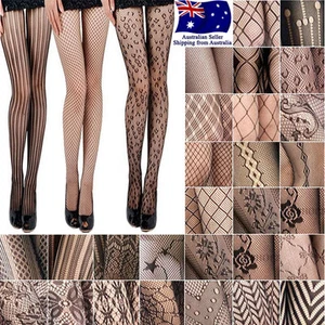 Women's Fashion Jacquard Fishnet Pantyhose Tights Pattern Stockings Waist High - Picture 1 of 77