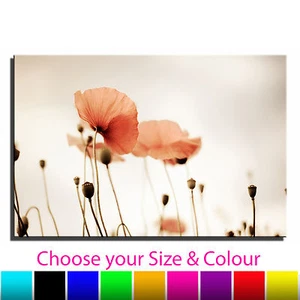 Mohn Landschaft Floral Einzel Leinwand Wandbild Bild Druck 16a - Bild 1 von 11