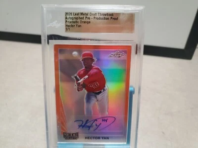 2020 Leaf Metal Draft HECTOR YAN Orange  1/1 proof auto-Angels T1800 - Image 1 of 4