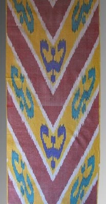 11 Yard HAND MADE UZBEK Natural SILK IKAT ADRAS FABRIC #5704** - Image 1 of 2