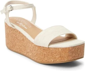 COCONUTS by Matisse Marci Platform Cork Wedge Womens Casual Sandal Ivory Size 10 - Picture 1 of 5