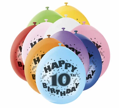 MR GADGET SOLUTIONS LTD 10th HAPPY BIRTHDAY BALLOONS 12” AIR FILL AGE 1-50 MIXED COLOURS PACKS OF 10