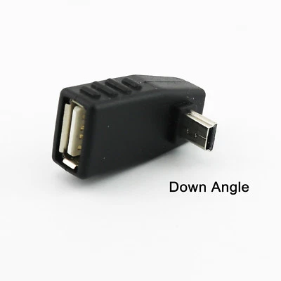 Mini USB 5-Pin B Male Down Angled 90° To USB 2.0 A Female Jack OTG Host Adapter - Image 1 of 4