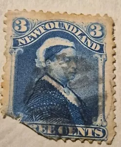 1880 3cent Pale Dull Blue Newfoundland Stamp~used~ - Picture 1 of 3