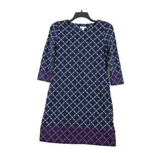 Charter Club Women's 3/4 Sleeve Shift Dress , Petite Medium, Intrepid Blue Combo - Picture 1 of 5