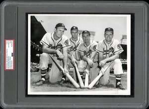Eddie Mathews 1953 Milwaukee Braves with/Bats Type 1 Original Photo PSA/DNA - Picture 1 of 2