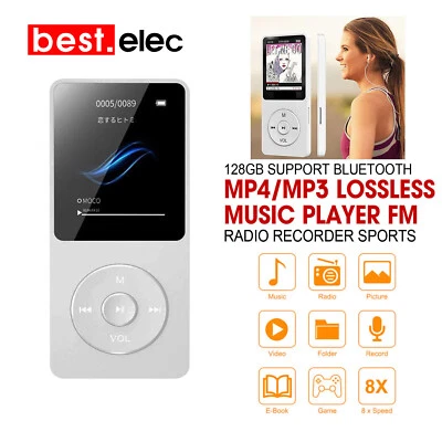 US Support 128GB Bluetooth MP4/MP3 Lossless Sport Music Player FM Radio Recorder - Image 1 of 4