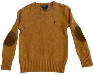 Polo Ralph Lauren Pullover Jungen 5 braun 100% echtes Kalb Schwede Ellenbogen Patch Preppy - Bild 1 von 9