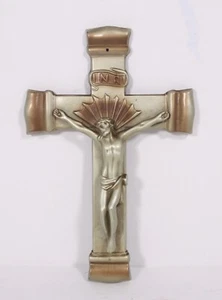 Parsons Silver Plate Cast Metal 10" Two Tone Jesus Crucifix - Picture 1 of 18