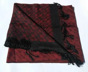 MUFFLER  Takashimaya Tokyo silk Black & Red monogram Japan scarf  33 x 133 cm. - Picture 1 of 8