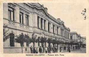 512) CARTOLINA REGGIO CALABRIA PALAZZO DELLE POSTE ANIMATA VIAGGIATA NEL 1939 - Imagen 1 de 2