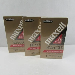 3 Maxell VHS Tapes HGX-Gold Premium High Grade T-120 6 Hour New Sealed - Picture 1 of 2