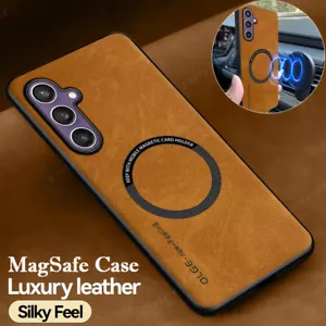Custodia Magsafe in pelle per Samsung S25 S24 Ultra S23 FE A35 A54 A05 cover magnetica - Foto 1 di 22