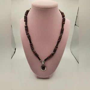 Vintage Red Jasper and Brown Tigers Eye Sterling silver necklace - Picture 1 of 16