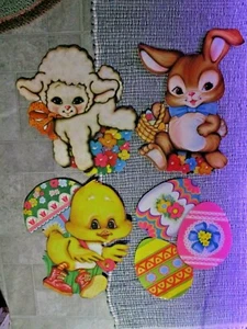 4~LARGE VTG.1983 BEISTLE EASTER DECORATION~HANGING/WINDOW~BUNNY~LAMB~CHICK~EGGS~ - Imagen 1 de 11
