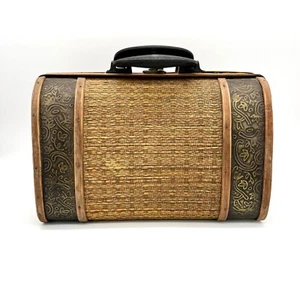 Maleta de mimbre caja decorativa estilo vintage maletero de almacenamiento pequeño equipaje monedero - Imagen 1 de 11