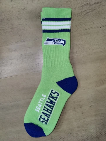 Seattle Seahawks Mens 4 Stripe Deuce NFL Team Crew Socks Medium Cover