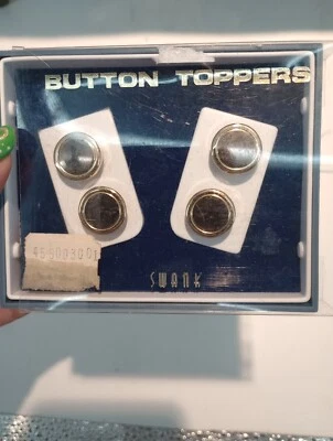 4 Vintage SWANK Button Toppers Metal Gold-Tone  Classic Design New Original Box  - Image 1 of 2
