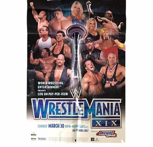 Vintage 2003 WWF WWE Wrestlemania XIX 19 Event Promo Match Card Large 27x40 RARE🔥 - Bild 1 von 6