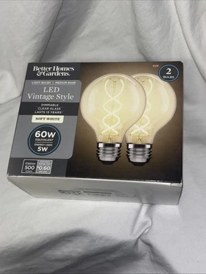 BHG 60 Watt LED 2 Light Bulbs Dimmable Clear Glass Soft White 500 Lumens G25 X2 - Image 1 of 4