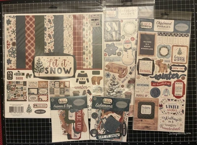 Echo Park Carta Bella LET IT SNOW Collection Kit 12x12 Paper, Chipboard Ephemera - Image 1 of 4
