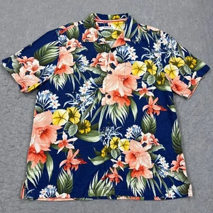 Camisa Tommy Bahama Para Hombre Grande 100% Seda Cuello Lazo Floral Tropical Campamento Botón - Imagen 1 de 11