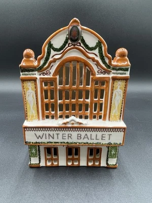 Anthropologie Ceramic Holiday House Winter Ballet Village Theater New In Box - Image 1 of 4