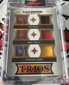 2024 Leaf Ultimate Sports Trios Tom Brady, Mike Trout, Steph Curry /25 - Picture 1 of 2