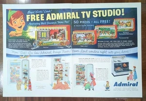 1953 Disney Peter Pan Admiral TV Print Ad, Cartoon Characters Of Pan  - Picture 1 of 1