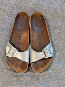 Sandali slip on Birkenstock Madrid argento fibbia scintillante cinturino Eu 41 US taglia 10 - Foto 1 di 6