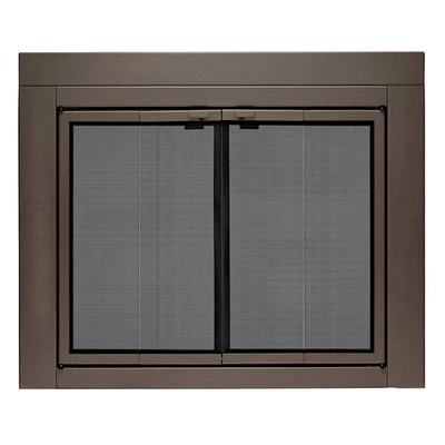 Uniflame Medium Roman Oil Rubbed Bronze Bi-Fold Style Fireplace Doors with Smoke - Image 1 of 4