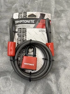 Kryptonite Double Loop Cable & Padlock Bicyce Lock Red 6' Cable - Picture 1 of 3
