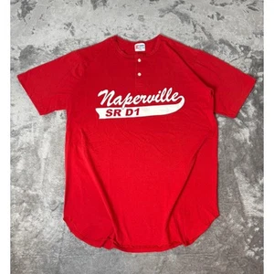 Vintage Red Naperville Baseball Jersey Tee USA Made Single Stitch - Picture 1 of 8