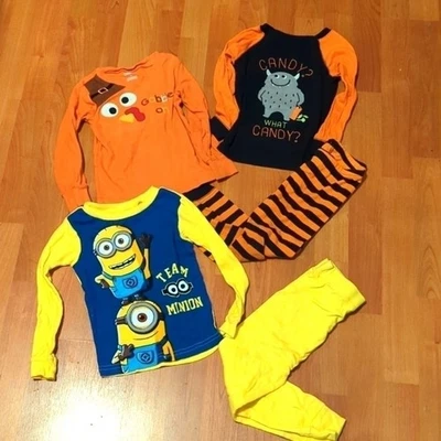 3t 4T pajamas Thanksgiving Halloween minions snug fit pants shirt toddler - Image 1 of 4