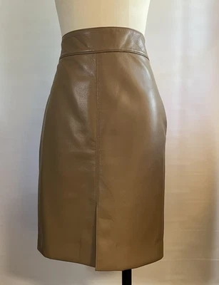 Aritzia Babaton tan pencil skirt with front slit faux leather size 10 - Image 1 of 4