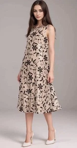Neu ohne Etikett Johnny Was beige Kimmie Blumen Pailletten Perlen Kleid Größe M $ 398 - Bild 1 von 5