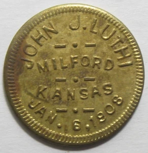 1908 John J Luthi Milford Kansas GUT für 10c Waren Medaille - #11213-43 - Bild 1 von 2