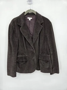 Garnet Hill Womens 10 Corduroy Blazer Brown Cotton Jacket Long Sleeve Buttons - Picture 1 of 15