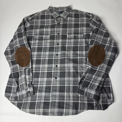 Camisa polo masculina vintage Ralph Lauren cinza xadrez camurça cotovelo remendos botão tamanho XXL EXCELENTE ESTADO USADO - Imagem 1 de 4