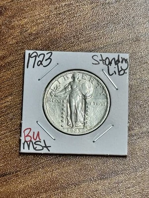 1923 P Standing Liberty Silver Quarter BU Uncirculated MS+ Type Coin (Raw18016) - Image 1 of 2