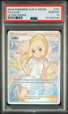2018 Pokemon Sun and Moon #151 Full Art Lillie PSA Gem Mint 10 Ultra Prism - Image 1 of 2
