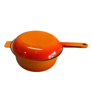 Le Creuset Cousances #22 Gusseisen Kochtopf Saute Topf & Pfanne Deckel Flamme Orange - Bild 1 von 12