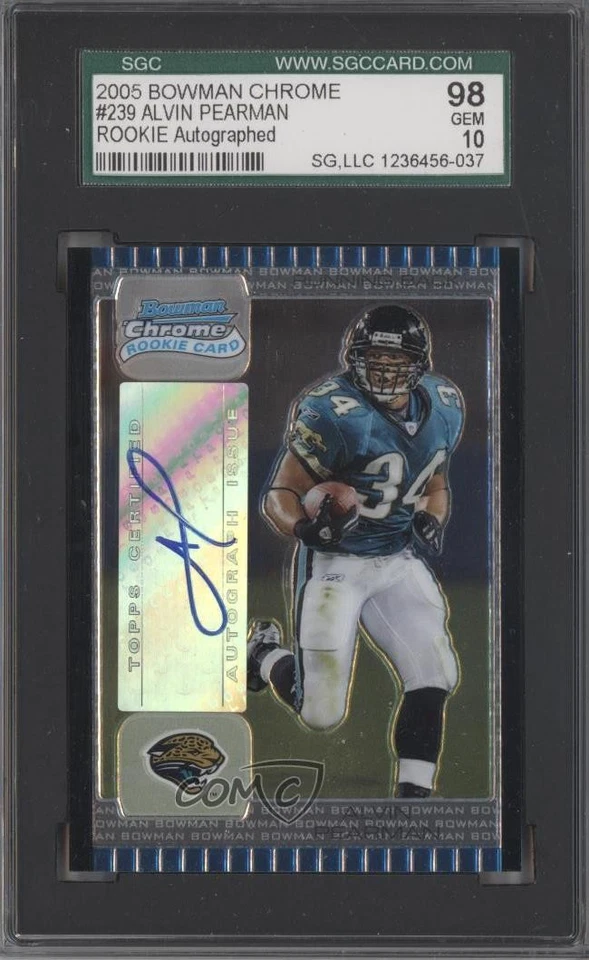 2005 Bowman Chrome Alvin Pearman #239 SGC 10 GEM Rookie Auto RC - Image 1 of 2