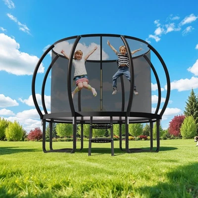 Trampolín de 10 pies 330 libras trampolín exterior para niños y adultos con red de recinto Foto 1 de 4
